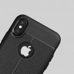 Wholesale iPhone X (Ten) TPU Leather Armor Hybrid Case (Black)